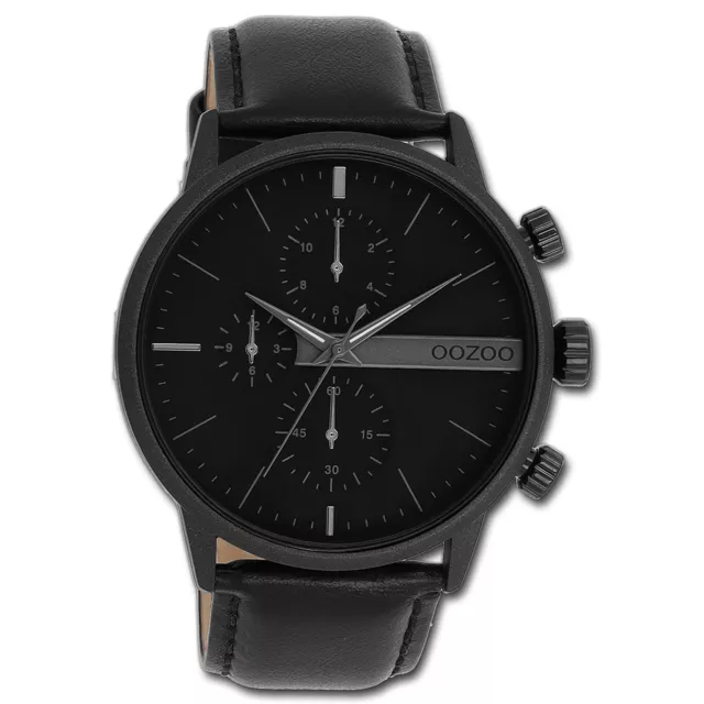 Oozoo Hommes Montre Montres Analogue en Cuir Noir