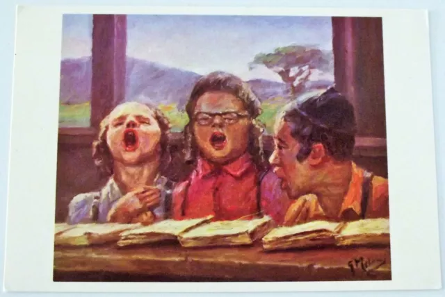 Judaica Israel Scarce Postcard The Three Singers Jewish Boys Painted With Foot