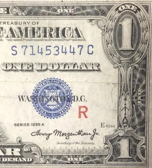 1935A $1 Blue SILVER Certificate "RED R" Choice FINE! Old US Currency!
