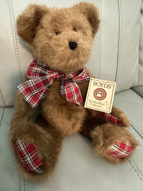 Vintage Boyds Bears DUSTIN D BEARICAN Plush Stuffed Red Plaid Bow w Tags 16"