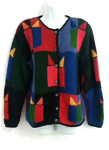 NORTHERN ISLES WOMEN'S Vintage M L Handknit Cardigan Sweater Chunky ...