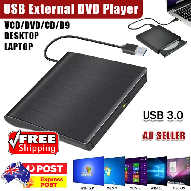 External USB 3.0 DVD CD RW Disc Burner Writer Drive Reader For Laptop Windows 11