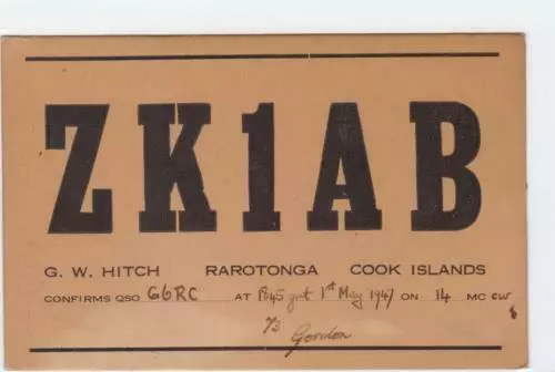 vintage qsl radio communication card rarotonga cook islands 1947 ref r15311