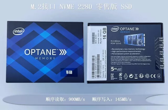 Intel Optane Memory M10 SSD M.2 2280 16GB MEMPEK1J016GAL PCIe 3.0 3D Xpoint NVMe