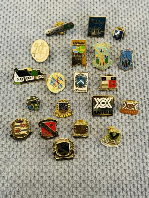 Lot Of 20 VTG Quebec Canada Travel Souvenir Lapel Pin Canadian Province Cities