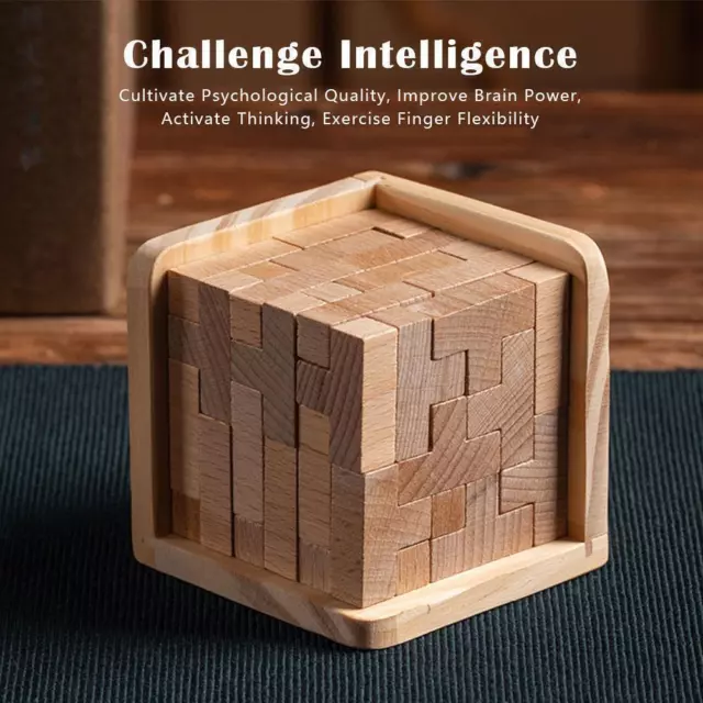 Wooden Intelligence Toy Brain Teaser Game 3D IQ Puzzle For Kids W6 Adults 9 S6T2 2