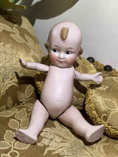 ANTIQUE GERMANY DOLL Vintage Miniature Bisque Jointed 5 1/2” Dollhouse Cute!