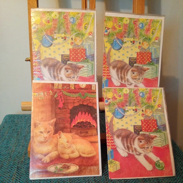 4 VINTAGE 'ATHENA' CHRISTMAS CARDS WITH ENVELOPES 70s-80'S UNUSED