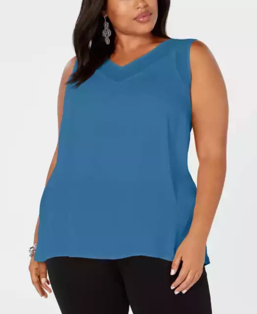 INC International Concepts Plus Size Women’s Sheer-Trim Tank T-Shirt Tops