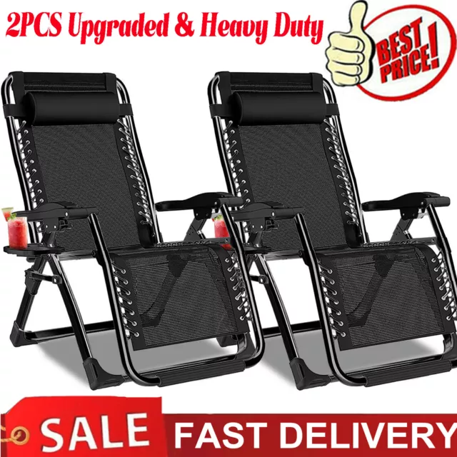 2 x zero gravity reclining sun loungers deals