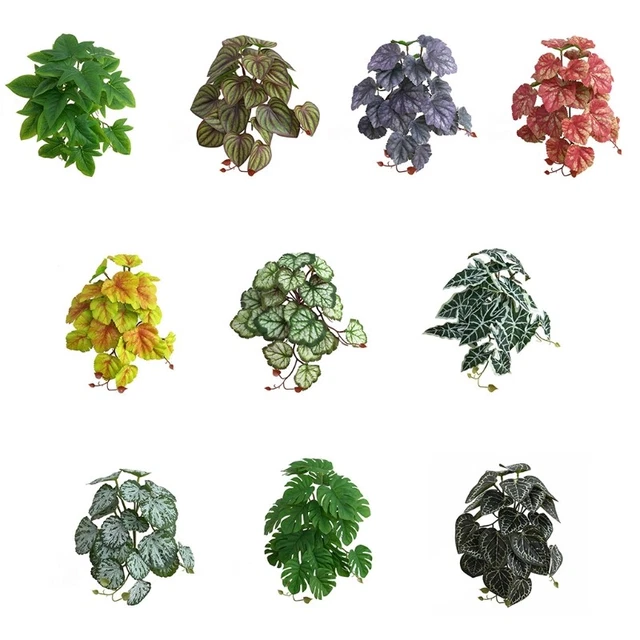 Reptile Leaves Tropical Plants Amphibian Habitat Accessories Terrarium Decor