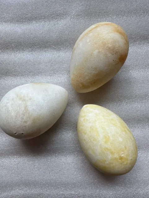 Vintage Stone Marble Alabaster Easter Eggs (Lot Of 3)