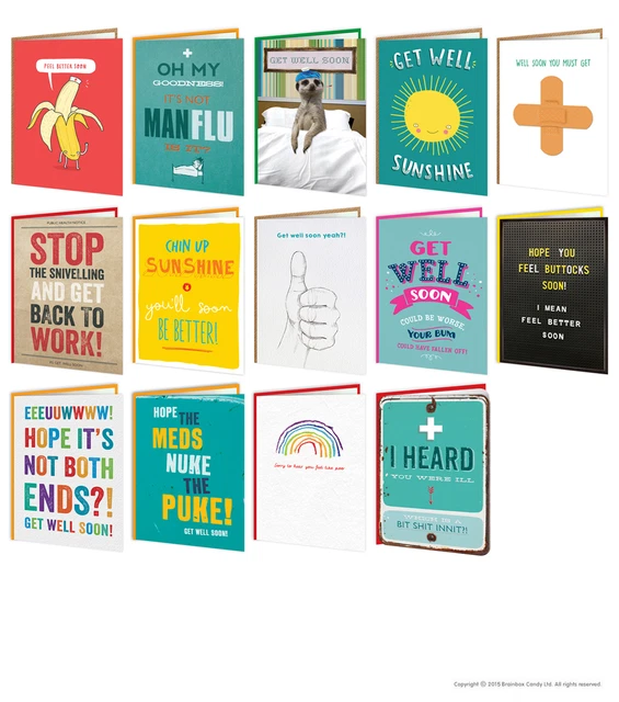 GET WELL SOON Feel Better Greeting Cards Funny Comedy Humour Cheeky ...