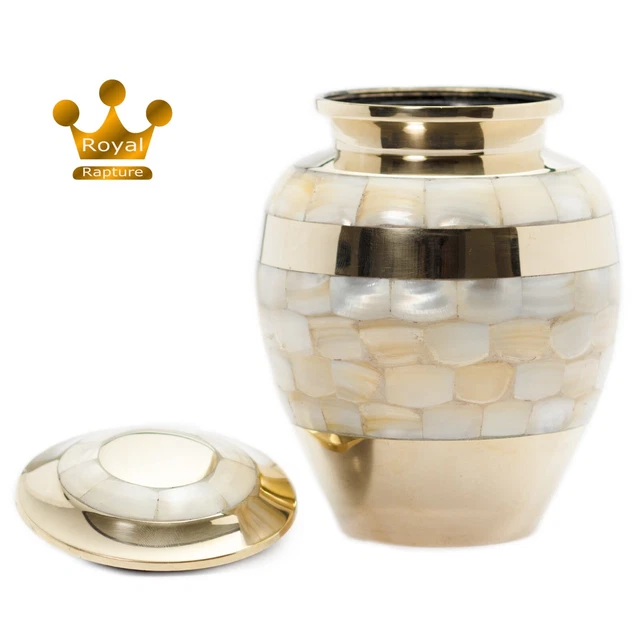 Urna madreperla in ottone Royal Rapture adulto/bambino per cenere memoriale oro 3