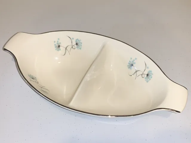 Taylor Smith & Taylor BLUE LACE Divided Oval Serving Dish Bowl China Vintage