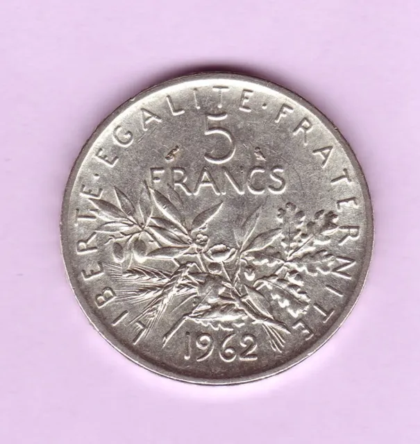 FRANCE 1962, 5 Francs Semeuse en Argent, sous capsule / TTB++ / LF 340/6