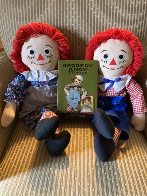 Raggedy Ann and Andy dolls by Johnny Gruelle Applause 1991 25" with Vintage Book