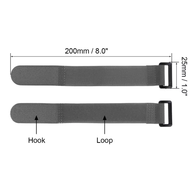 10pcs Hook and Loop Straps, 1-inch x 8-inch Securing Straps Cable Tie (Gray) 2