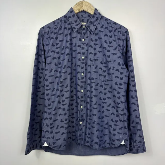 Oliver Spencer Shirt, Indigo Navy Blue, Floral, Oi Polloi, Size Mens 16, Medium