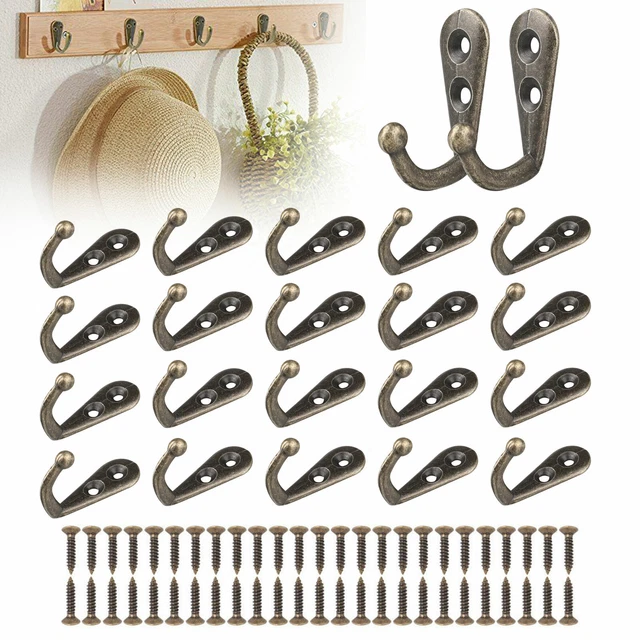 20pcs Hanging Metal Single Hook Clothes Hat Coat Robe Wall Door Hangers Hooks US