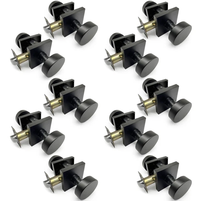 Packs Door Knobs Keyless Passage for Left and Right Handed Doors Black