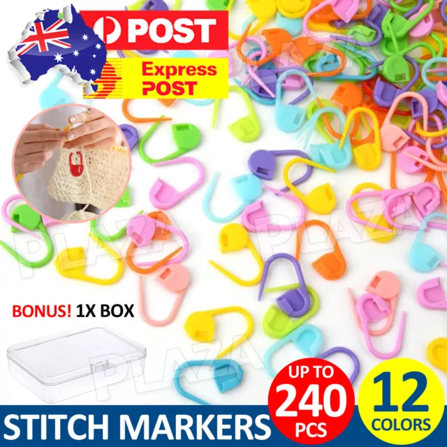 120/240Pcs Plastic Knitting Crochet Locking Stitch Needle Clip Markers Holder