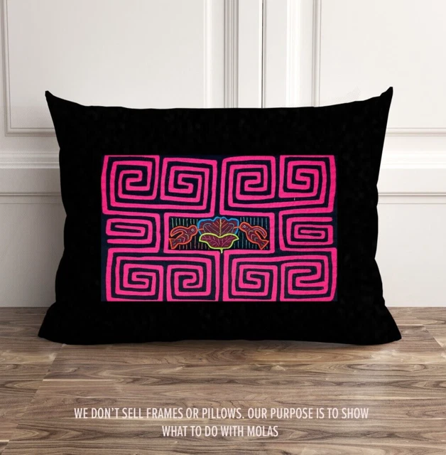 Aesthetic gift small geometrical tapestry, Handcrafted native Panama Mola