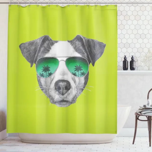 Jack Russell Cortina de bano Perro con los vidrios Árbol