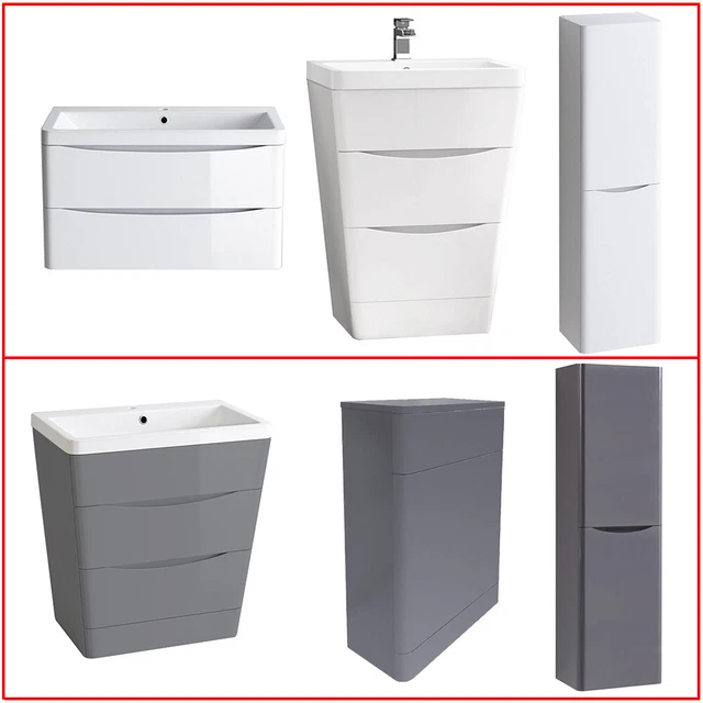 BATHROOM VANITY UNIT Basin Sink Toilet Storage Furniture White