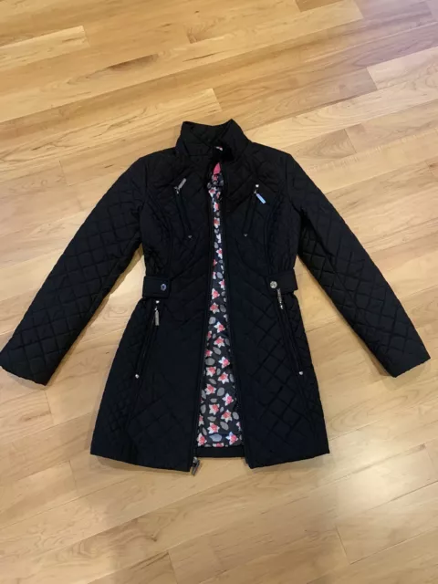 Betsey Johnson Black Quilted Corset Back Jacket Coat Small