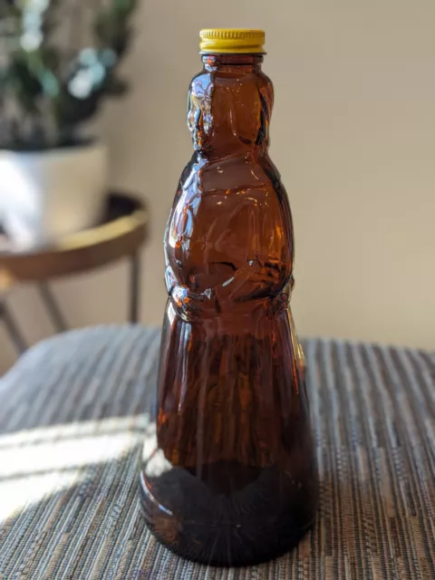 Vintage Mrs. Butterworth’s Syrup Glass Bottle 24 oz. w/Metal Cap - Amber, 10"