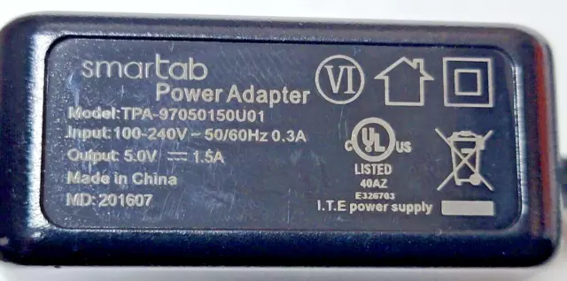 AC DC Power Supply Adapter Charger Smartab 5.0V 1.5A with cable Lot 1/5/10/25/50