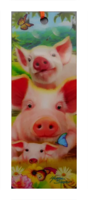 3D Wackel Lesezeichen Schwein Selfie Sau Ferkel  15,5 cm Design Deko GFTLZ 78