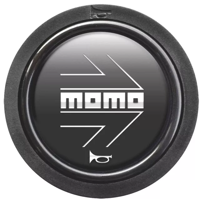 Genuine Momo matt black, silver arrow steering wheel horn push button (small).