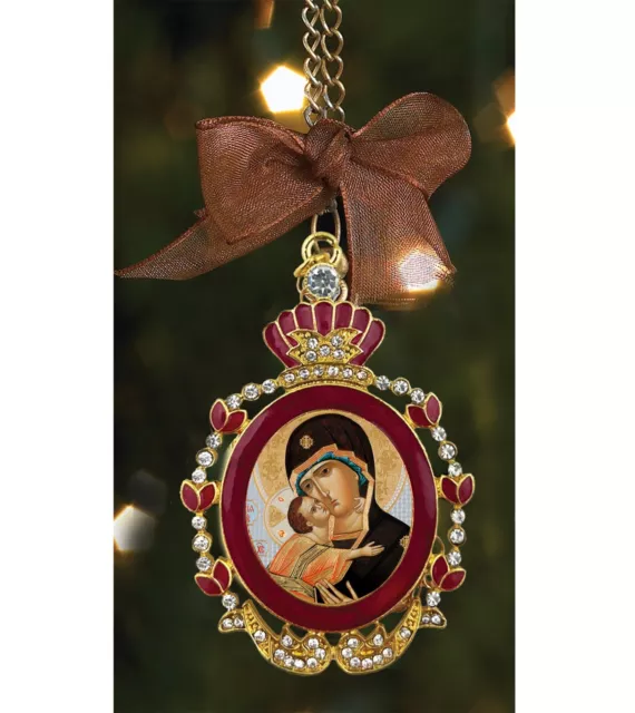 Virgin of Vladimir Byzantine Icon Pendant Virgin Mary and Christ Religious Gift 2