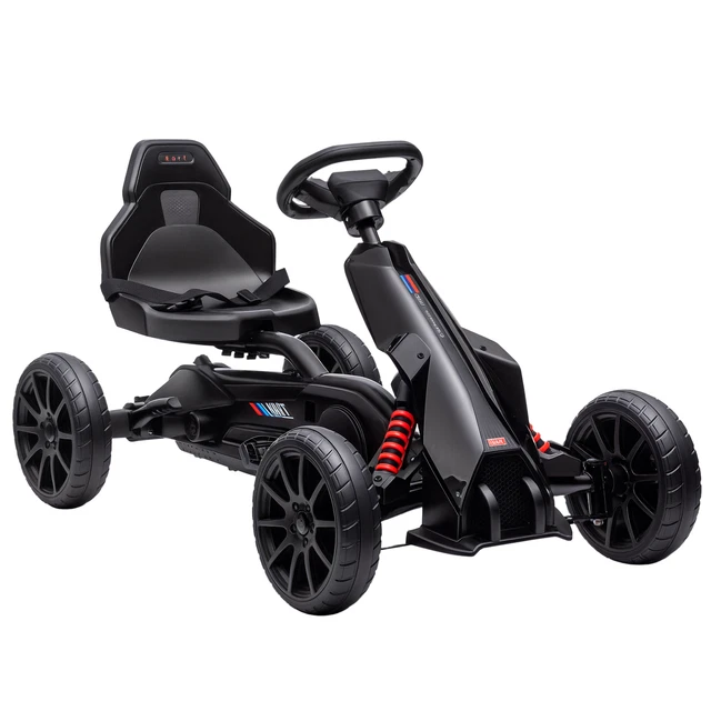 HOMCOM Karting à Pédales Enfant/Vélo Et Véhicule Pour Enfant Avec Roues Et Freins 84 X 48 X 48cm Acier Blanc Et Noir~341 004