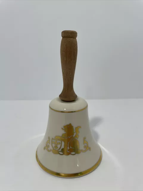 The Danbury Mint Pickard White China Bell with Gold Lion and Shield