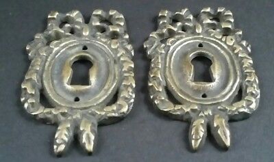 2 Vintage Antique Style Ornate French Eschutcheons Key Hole Covers 2 1/2" #E13 3