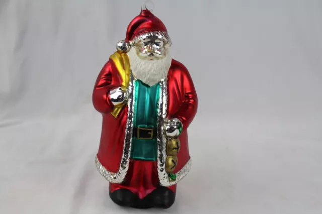 Vtg Department 56 Santa Claus Mercury Glass Handblown Ornament Oversized Painted
