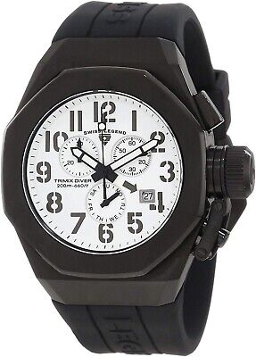 Swiss Legend 10542-BB-02 Trimix Diver Black White Chronograph Watch NEW in Box