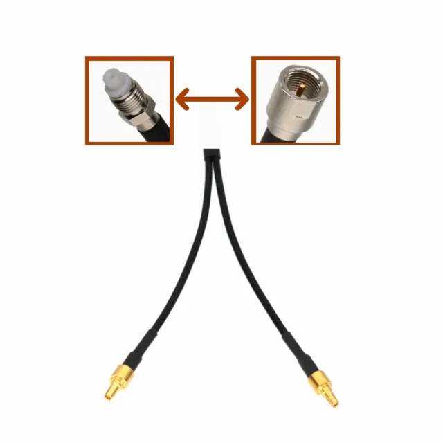1x FME Male/Female to 2x CRC9 plug 3G/4G Splitter/Combiner Y Adapter COAX cable