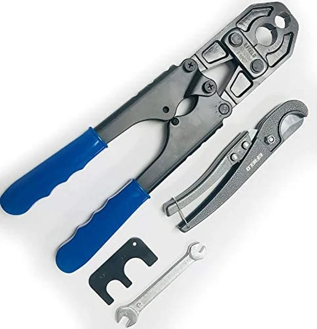 Pex Pipe 1/2 Inch and 3/4 Inch Combo Crimping Tool for Copper Ring with Go-No-Go