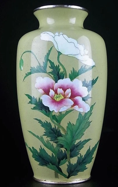 CLOISONNE FLOWER LEAF Pattern Vase 7.2 inch Japanese Antique MEIJI Era Old Art CLOISONNE FLOWER LEAF Pattern Vase 7.2 inch Japanese Antique MEIJI Era Old Art