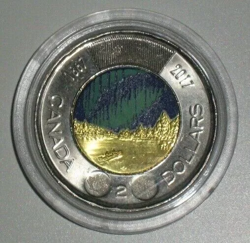 Canada 2017 BU Toonie 🍁 Colored 🍁 $2 Two Dollar Glow In The Dark Color Coin