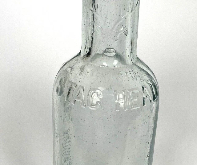 Grary STAG HEAD Sauce Bottle Man Cave Deer Embossed Worcestershire Antique