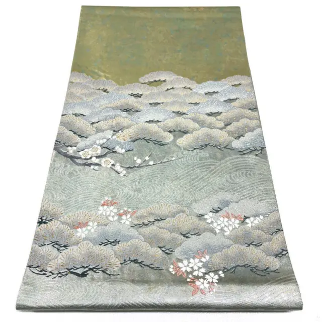 Japanese Kimono Belt Fukuro Obi Pure Silk Vintage Antique Japan 5060