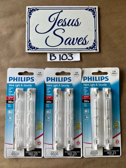 6- Philips 500W 120V Clear RSC Base T3 Halogen Work Light Bulbs       B103