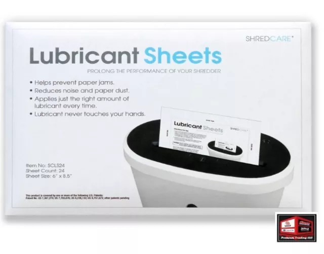 Shredcare Lubricant Sheets for All Paper Shredders 12 Per Pack, 6"X 8.5"