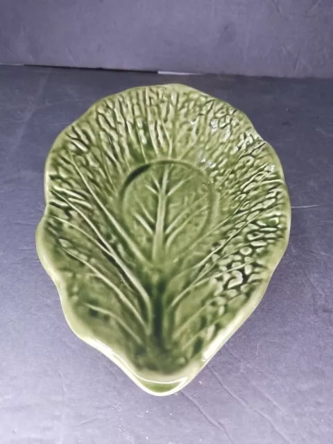 Green Cabbage Bowl Style Lettuce Leaf Salad Dish Vintage Majolica P262C 5.5x8.25