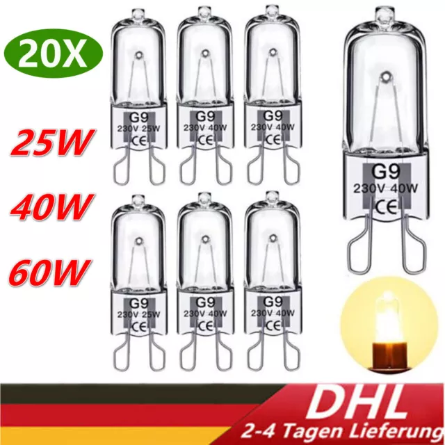 G9 Halogen lampe 25W 40W 60W Warmweiß Leuchtmittel Birne Stiftsockel lampe 230V